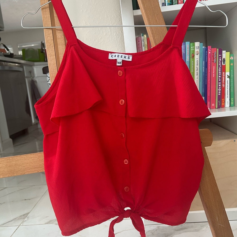 Red Button-Down Women's Tank Top